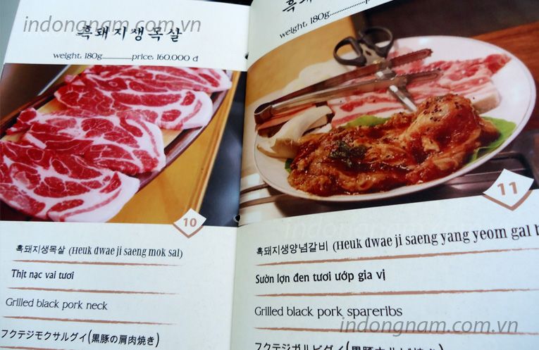 Thiết kế menu nhà hàng Hàn Quốc bìa da logo inox ăn mòn