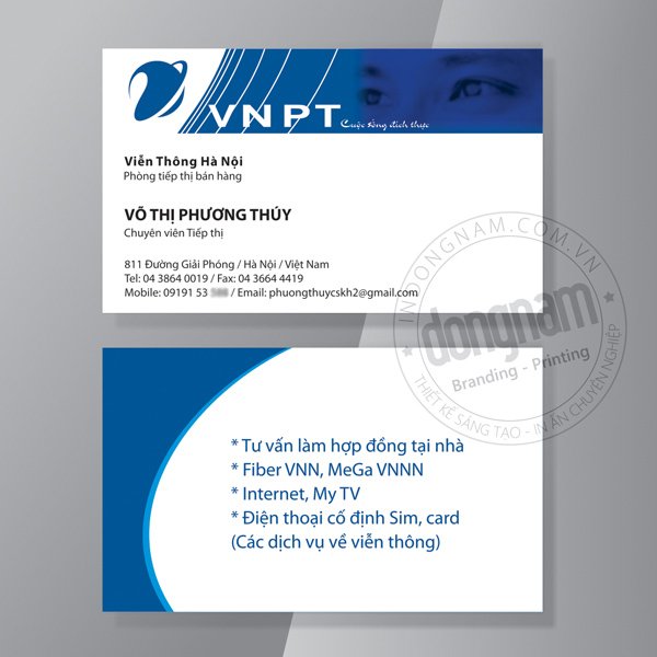 Mẫu card visit VNPT dịch vụ viễn thông