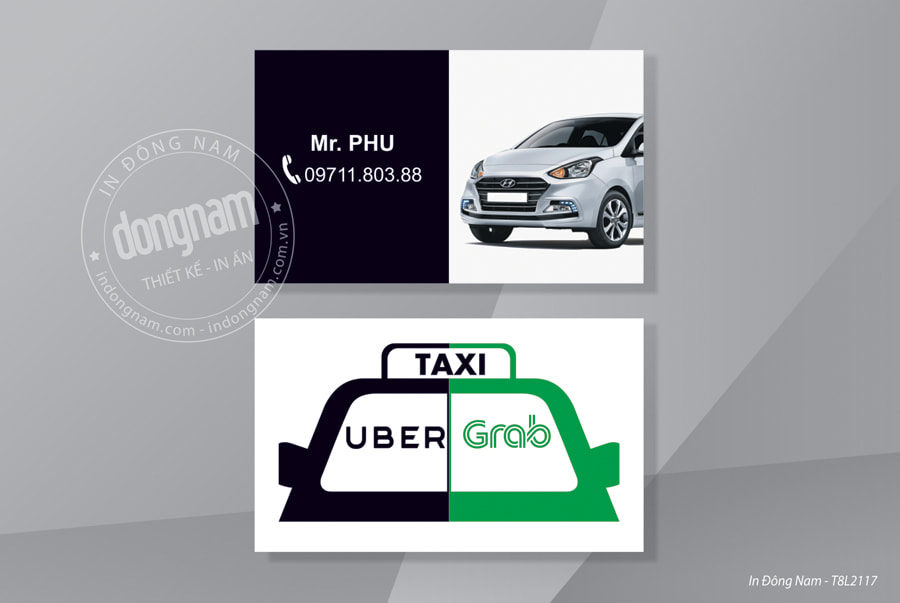 Mẫu card visit dịch vụ taxi uber grab