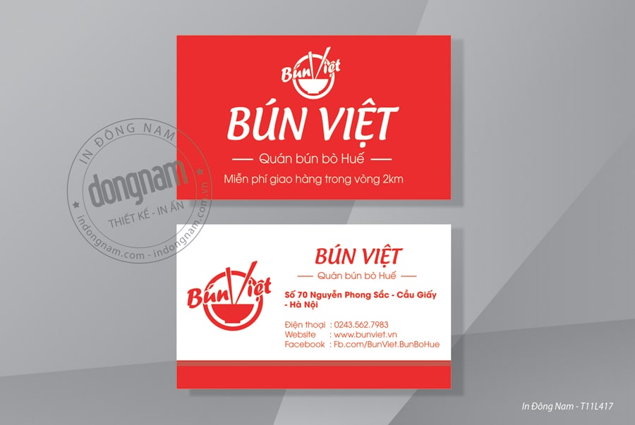 Mẫu card visit quán ăn Bún Việt