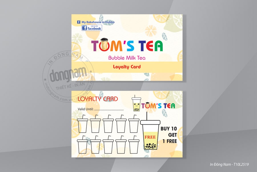 Mẫu card visit quán trà sữa kết hợp dùng làm thẻ tích điểm, thẻ khách hàng