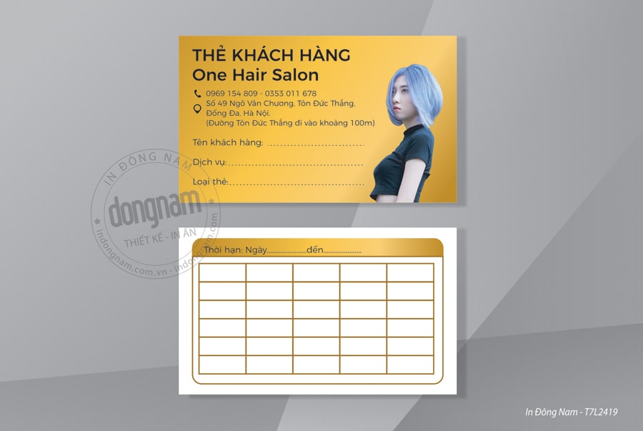 Mẫu thẻ khách hàng dịch vụ làm tóc Hair Salon