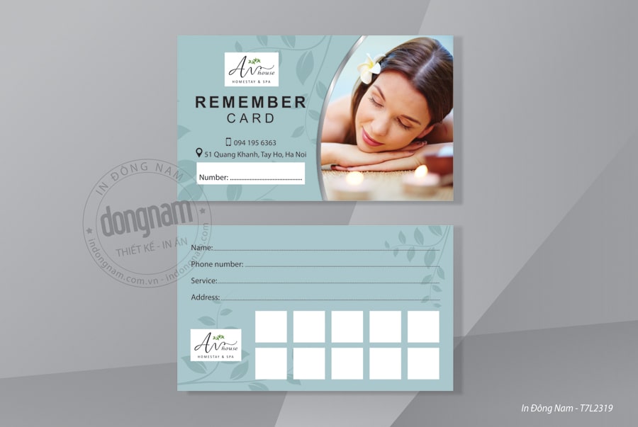 Mẫu thẻ Member card dịch vụ chăm sóc da spa